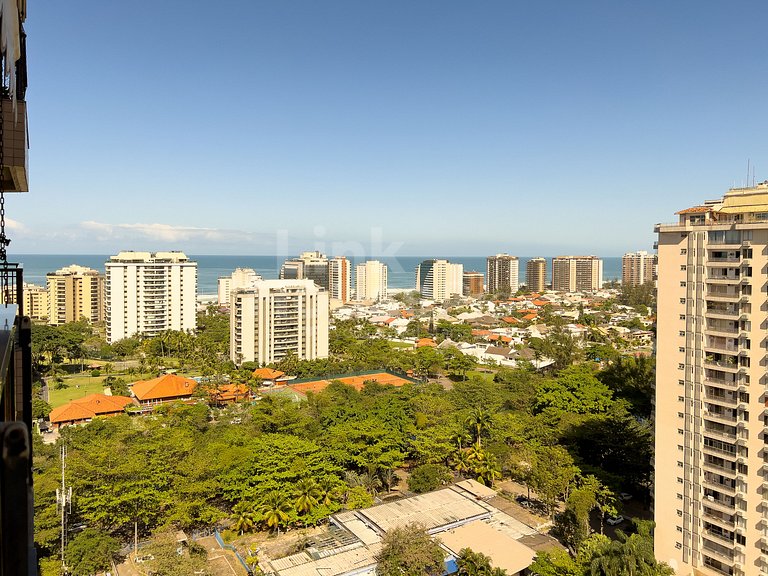 Aconchegante Flat com Varanda Grande e Vista Linda da Barra